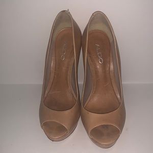 Nude leather sexy high heels